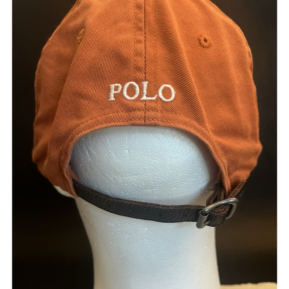 Polo Ralph Lauren | Baseball Hat | Burnt Orange | Leather OSFM Strap | VTG | GUC - Picture 3 of 7